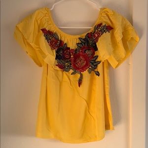 Embroidered Off Shoulder Top